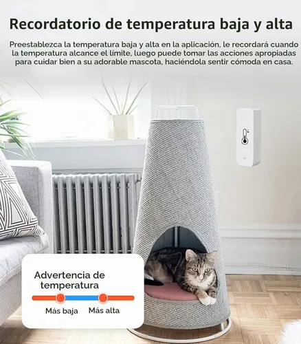 Vista 2 de Sensor de Temperatura y Humedad WiFi: Termómetro Higrómetro para Interiores con Alerta de Aplicación, Exportación Gratuita de Almacenamiento