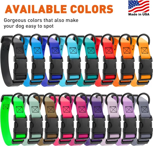 Vista 3 de Dogline Biothane - Collar impermeable para perro con hebilla de liberación rápida, resistente cincha de nailon recubierta con resistente y a prueba
