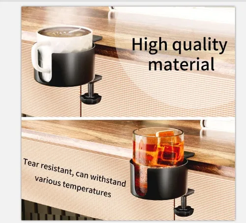 Vista 5 de OOKUU - Portavasos antiderrames para escritorio o mesa, accesorios de escritorio resistentes y duraderos, fácil de instalar, suficiente