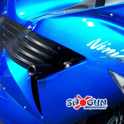 Vista 5 de Shogun USA Made Kaw Ninja ZX14 ZX 14 ZX14R 2006 2007 2008 2009 2010 2011 Negro Deslizadores de marco sin corte - 750-4709
