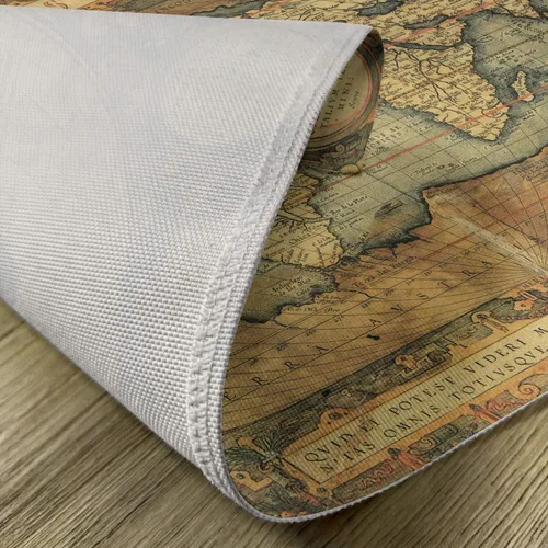 Vista 5 de Ambesonne Juego de 4 manteles individuales con diseño de mapa mundial, diseño vintage, diseño de Atlas del siglo XVI, diseño de viaje, manteles
