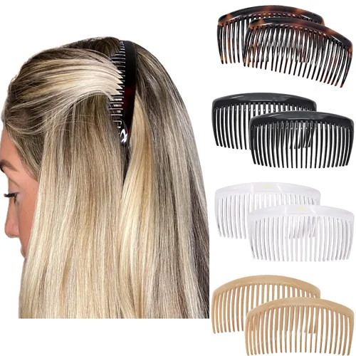Vista 10 de Camila Paris CP3022 - Peines laterales franceses grandes, curvados, beige con torsión francesa para el cabello, decorativas, pinzas de sujeción