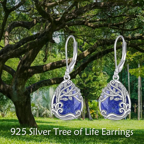 Vista 204 de Aretes colgantes con forma de lágrima de filigrana de piedra lunar de plata de ley 925 con cierre de palanca para mujer, regalos de joyería
