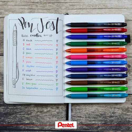 Vista 4 de Pentel BL107A EnerGel X Bolígrafo de gel retráctil con bola de rodillo, negro, docena (BL107-A)