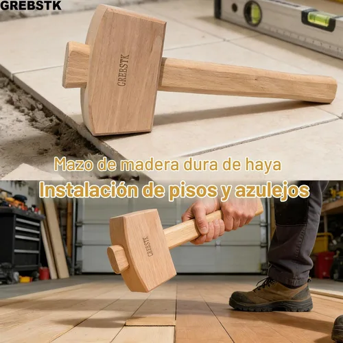 Vista 6 de GREBSTK Mazo de madera maciza de haya para bartending casero y taller