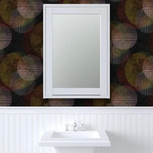 Vista 9 de Spoonflower Abstract Circles Pre-Pasted Removable Wallpaper Sample 12" x 24" Dark Red Planets Water-activated, simple to install and removable