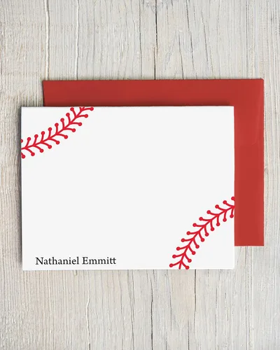 Vista 3 de Tarjetas de notas de costura de béisbol Papelería de béisbol personalizada Papelería para niños Notas deportivas de pelota base Juego de 10