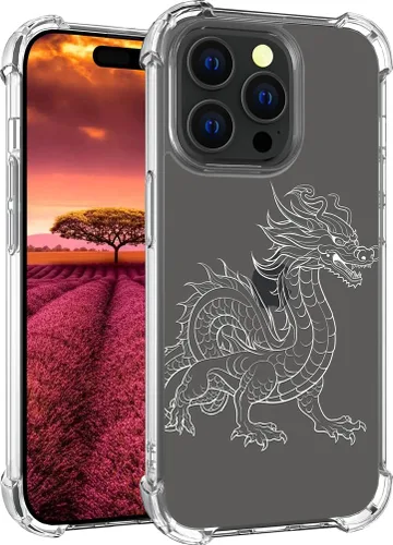 Vista 50 de Funda compatible con iPhone 15, bonita funda transparente para mujer, funda de silicona transparente para teléfono, color negro, tigre poderoso