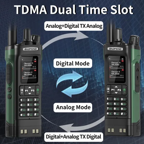 Vista 4 de Radio de Mano BAOFENG DM32 DMR Radio Portátil Recargable Walkie Talkies de Largo Alcance DM32UV 5RM Radio de Dos Vías NOAA Radio del Clima
