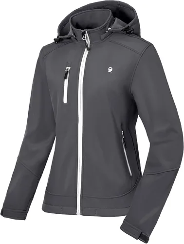 Vista 7 de Little Donkey Andy - Chaqueta Softshell para mujer, de esquí y snowboard con capucha extraíble, forro polar Mejora negro