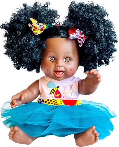 Vista 9 de Orijin Bees Curly Swizzy Bee - Muñeca Biracial negra de 12 pulgadas con pelo rizado