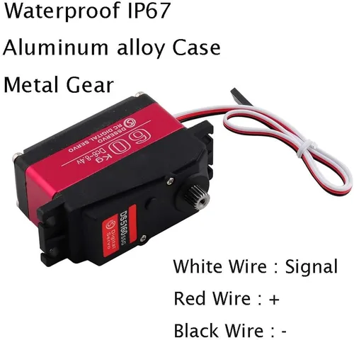 Vista 3 de DS5160SSG Servo RC Servo Digital Servo DC6-8.4V Engranaje de metal Gran Torque de alta velocidad IP67 Servo impermeable 270 grados con brazo servo