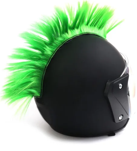 Vista 17 de Pelucas con Cresta Mohawk para Casco de Motocicleta, Ciclismo, Patinetas, Polo, Esquí, Snowboard, Traje de Cosplay Negro