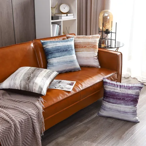 Vista 7 de Valea Home Fundas de almohada de terciopelo para sofá, fundas de cojín decorativas suaves y modernas, abstractas, acuarela, fundas de almohada