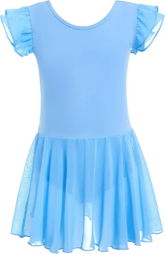 Vista 2 de HiDance Leotardos de ballet para niñas, vestido de baile de bailarina, leotardos de ballet con falda