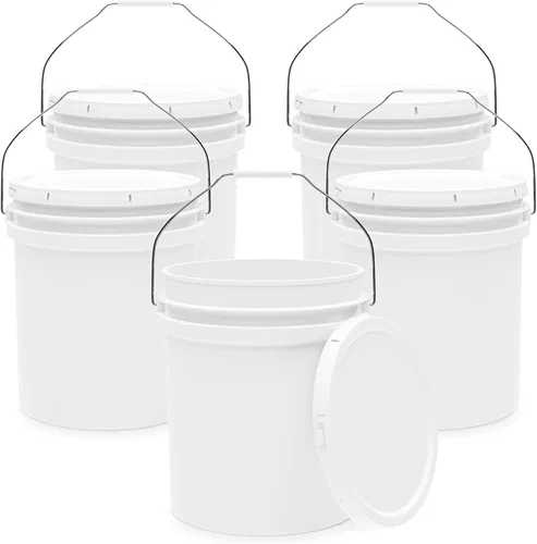 Vista 13 de EconoHome Cubo de plástico redondo de grado alimentario de 1 galón - Recipientes de almacenamiento de alimentos tipo deli con tapas ideales