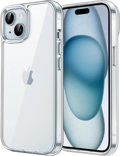 Vista 7 de JETech - Funda para iPhone 15 Plus de 17 cm, cubierta a prueba de golpes sin amarillamiento, parte trasera transparente antiarañazos (negro)