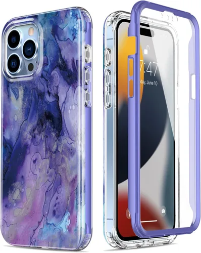 Vista 16 de Esdot Funda para iPhone 15 Pro con protector de pantalla integrado, funda duradera con diseños de moda para mujeres y niñas, elegante funda Piedra