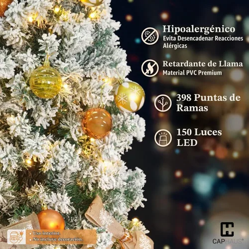 Vista 4 de Fencer Wire 4.5 pies Árbol de Navidad artificial preiluminado con nieve en copos, tipo lápiz, con 398 puntas de ramas con bisagras preestablecidas