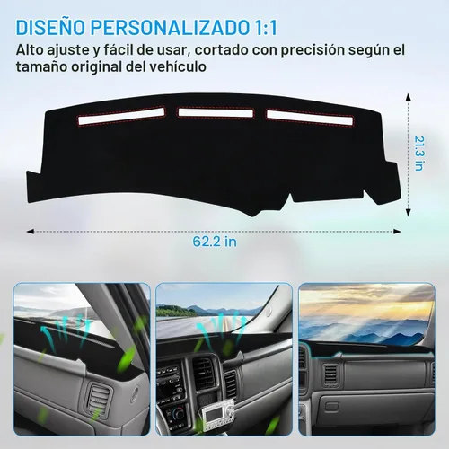 Vista 5 de Alfombrilla para salpicadero compatible con Chevrolet Silverado Avalanche Tahoe Suburban GMC Pickup Yukon-Dashboard de 1999-2006