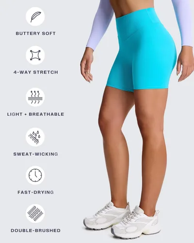 Vista 8 de Aoxjox Pantalones cortos Metamorph Deep V de 6" Azul (Cascade Blue)