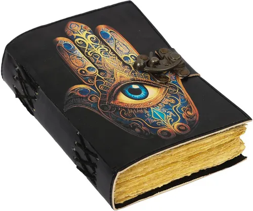 Vista 24 de Book of Spells - Diario encuadernado en cuero con papel de borde irregular, grimorio, diario impreso del Tercer Ojo, suministros de brujería