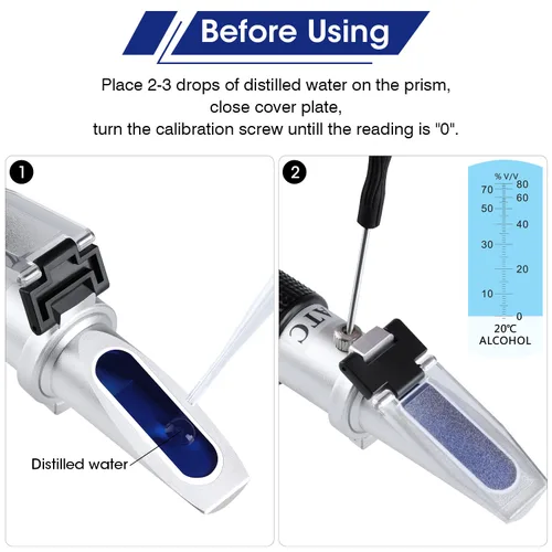 Vista 4 de Óptica Refractómetro de alcohol Compensación automática de temperatura Medidor de alcohol 0 ~ 80% v/v Alcohol Alcohol Medidor herramienta