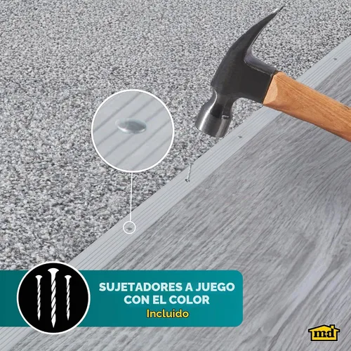 Vista 6 de MD - Moldura de alfombra de construcción, aluminio plateado, 7/8 pulgadas x