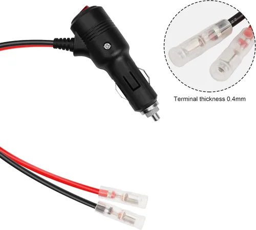 Vista 3 de GELRHONR Enchufe macho de repuesto para encendedor de cigarrillos de 12 voltios con cables y luz LED, cable de extensión de encendedor
