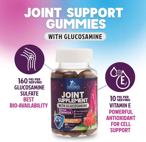 Vista 3 de Gomitas de apoyo articular – Glucosamina Plus Vitamina E Suplemento de apoyo articular de la naturaleza para molestias ocasionales para espalda