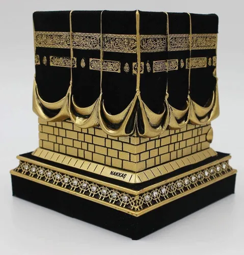 Vista 3 de Inicio Decoración de mesa Kaba Réplica Modelo Showpiece Bookend Eid Gift (grande, dorado)