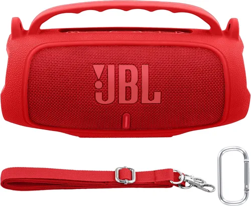 Vista 57 de Funda de silicona compatible con JBL Charge 5 Altavoz Bluetooth portátil impermeable (Cubierta de silicona negra)