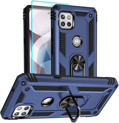 Vista 7 de Funda para teléfono Motorola One 5G Ace, Moto One 5G Ace con protector de pantalla HD, [grado militar de 16 pies probada en caídas], anillo Funda