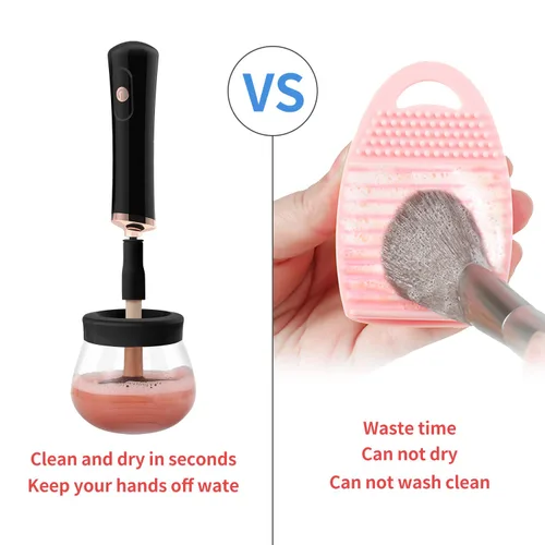 Vista 3 de Senbowe Máquina limpiadora y secadora de brochas de maquillaje mejorada, cepillo giratorio automático eléctrico para cosméticos con collares de goma