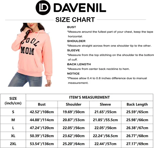 Vista 5 de Davenil Sudaderas con capucha para mujer, cómodas, de forro polar, de manga larga, con bolsillo, para mujer