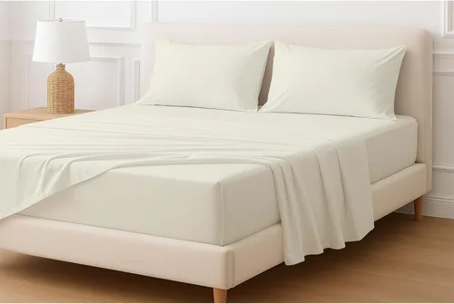 Vista 5 de Sábanas extra profundas, sábanas de algodón, 100% algodón, sábana bajera de bolsillo extra profundo de 22 pulgadas con elástico en todo el contorno