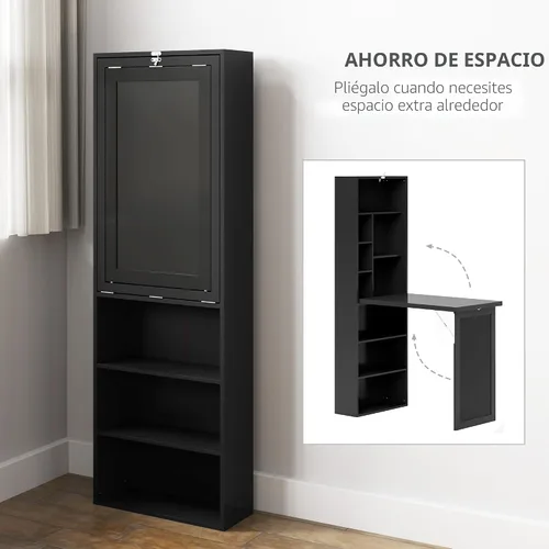 Vista 4 de HOMCOM Escritorio plegable convertible para computadora, color negro
