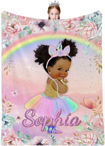 Vista 9 de Artsadd Mantas personalizadas para niñas bebés con nombre, manta personalizada para niños, manta personalizada para regalo para bebé niña
