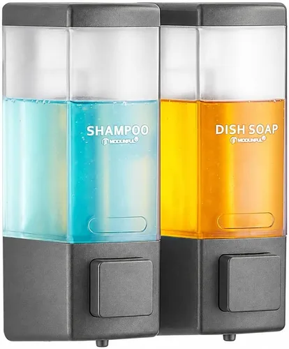 Vista 8 de Dispensador de champú y acondicionador para ducha, 2 cámaras, negro Dm25-negro