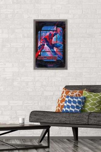 Vista 2 de Marvel Spider-Man: Across the Spider-Verse - Póster de pared de Spider-Man 2099, 22.4 pulgadas de largo x 14.7 pulgadas de ancho, versión enmarcada