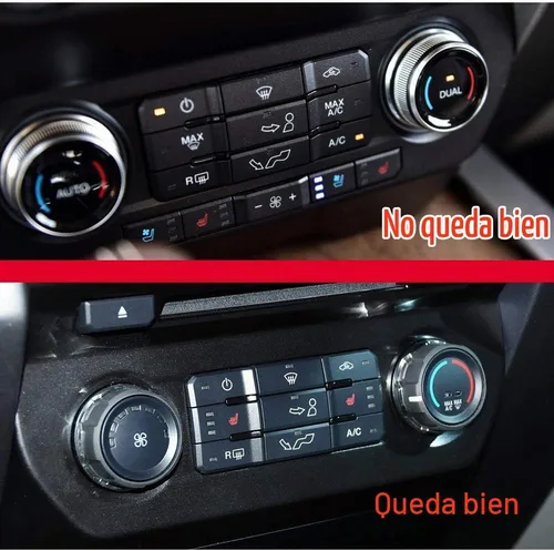 Vista 7 de Para interruptores de aire acondicionado F150, perilla de CA VOL, botón de anillo para Ford F150 XLT 2015 2016 2017 2018 2019, aluminio negro, 4