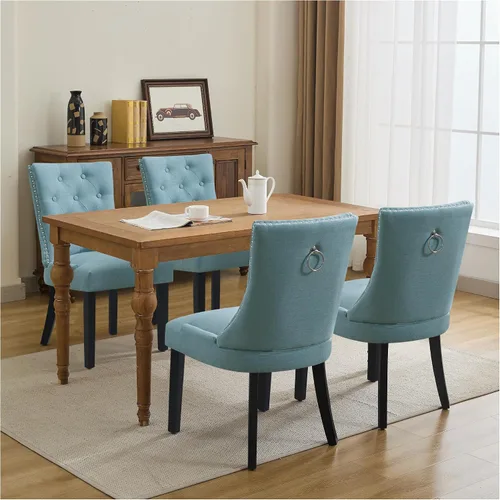 Vista 14 de Juego de 2 sillas de comedor modernas con respaldo, color beige