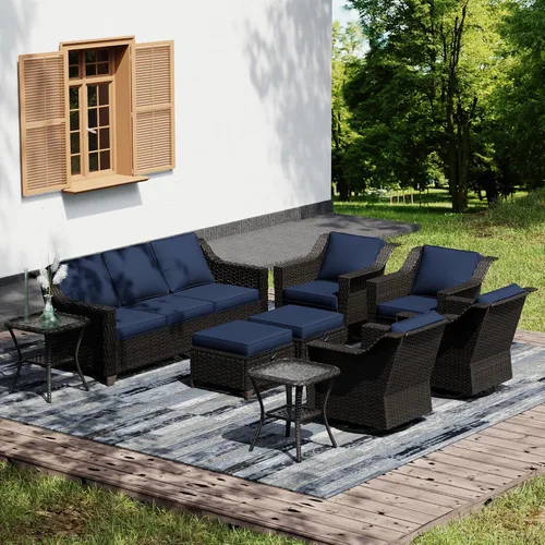 Vista 55 de Joyside Juego de 2 sillas de mimbre para patio, muebles de ratán para exteriores con reposabrazos anchos y cojines gruesos, tamaño grande mejorado