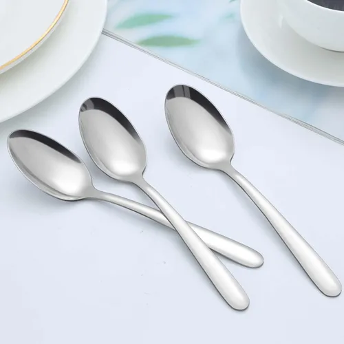 Vista 6 de BEWOS 16 cucharaditas – Cucharas de postre de acero inoxidable pulido espejo de 5.71 pulgadas, cucharas pequeñas para el hogar, restaurante