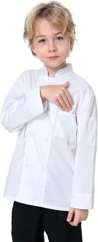 Vista 2 de TopTie Abrigo de chef para disfraz de Halloween para uniforme de cocinero para niños
