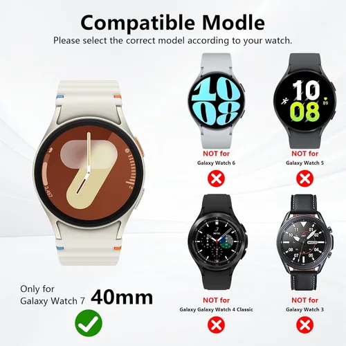 Vista 2 de Rc-Z (4+4 Pack) Funda protectora con protector de pantalla para Samsung Galaxy Watch 7 de 40 mm, protector de policarbonato duro y película