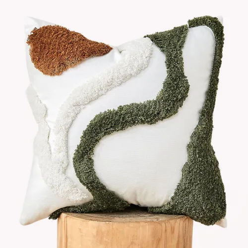 Vista 13 de lifein Fundas de almohada de 18 x 18 pulgadas, fundas de almohada copetudas de jacquard bohemio, fundas de almohada decorativas para casa de campo