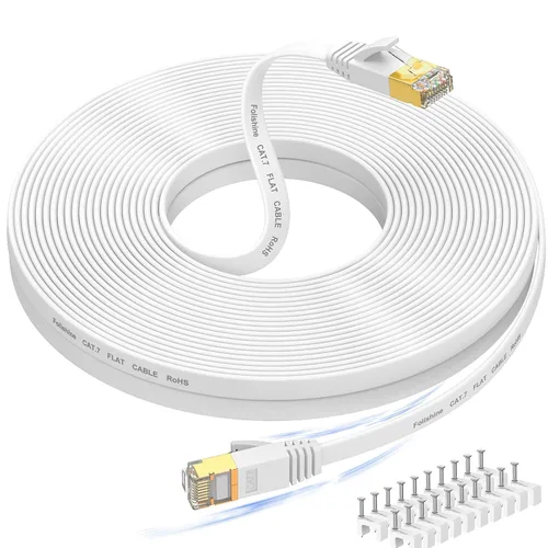 Vista 11 de Folishine - Cable Ethernet cat7 de 15 pies, cable de red de alta velocidad, cables planos de conexión LAN con conectores STP RJ45 para enrutador