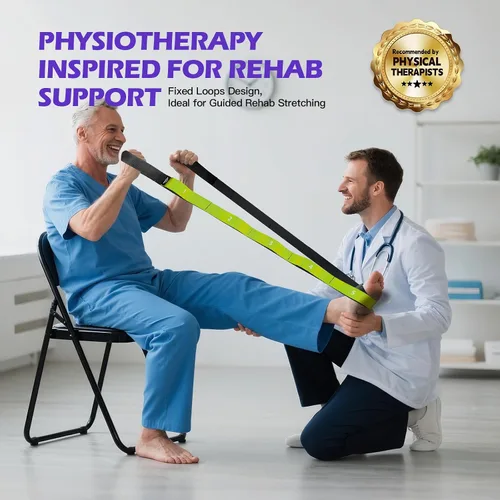 Vista 7 de ROSAPOAR Correa elástica con bucles, correas de yoga no elásticas para terapia física, bandas elásticas duraderas para ejercicio, entrenamiento