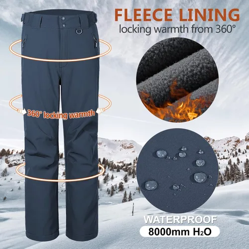 Vista 4 de Outdoor Ventures Lite - Pantalones deportivos impermeables y resistentes al viento para hombre, con forro polar, para senderismo, esquí, nieve